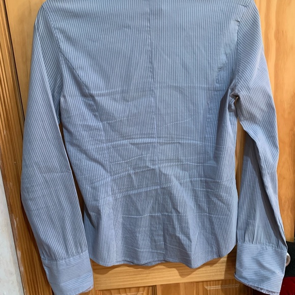 Sisley Woman’s size M Long Sleeve Fitted button down blouse shirt lace trim - Picture 7 of 11